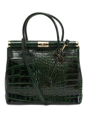 CHIARA FERRETTI Made In Italy Patent Leather Crocodile Satchel